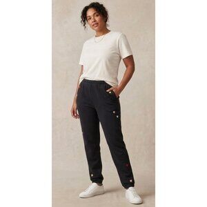 WILDFOX Lovestruck Easy Sweatpants in Dark Gray Medium Heart Embroidered Lounge